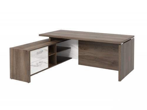 Стол с опорной тумбой FI-119L.GG Орех Пацифик Табак/Мрамор Леванто белый Стол с опорной тумбой FI-119L.GG Орех Пацифик Табак/Мрамор Леванто белый