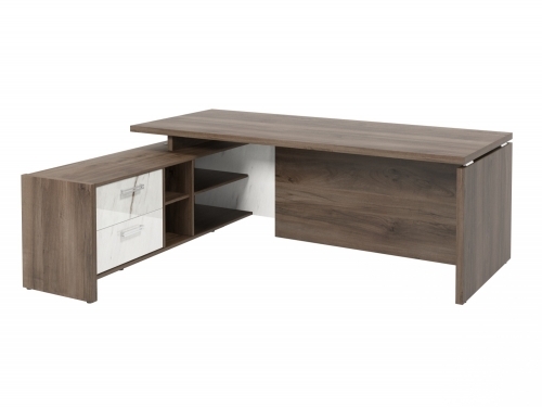 Стол с опорной тумбой FI-121L.GG Орех Пацифик Табак/Мрамор Леванто белый Стол с опорной тумбой FI-121L.GG Орех Пацифик Табак/Мрамор Леванто белый