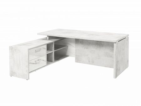 Стол с опорной тумбой FI-119L.GG Хромикс белый/Мрамор Леванто белый