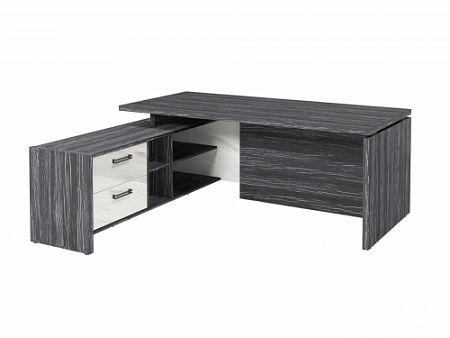 Стол с опорной тумбой FB-119L.GG Древесина Графит/Мрамор Леванто белый