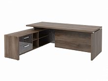 Стол с опорной тумбой FI-121L.GG Орех Пацифик Табак/Камень Пьетра Гриджиа черный